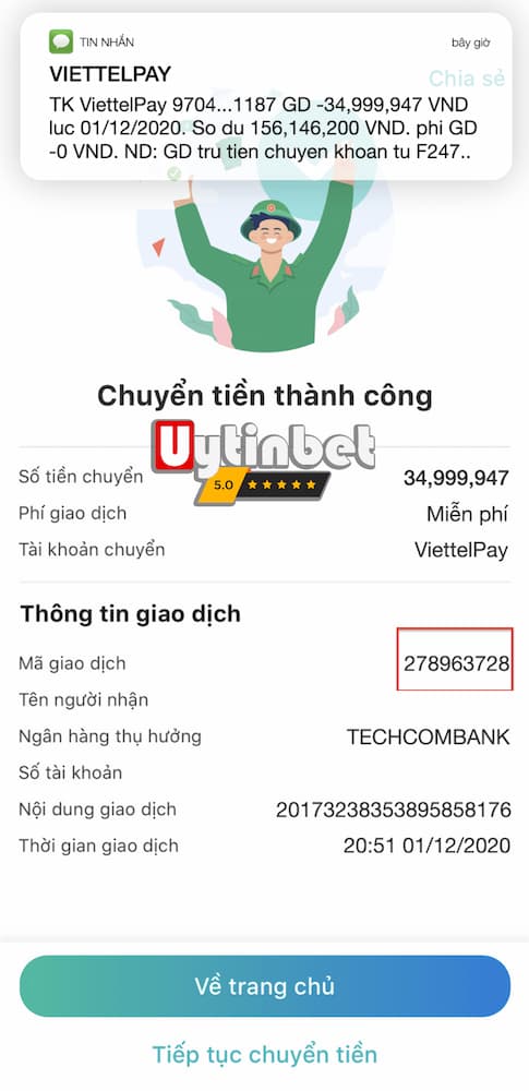 Hướng dẫn nạp tiền vào nhà cái bằng Viettel Pay cho tân thủ