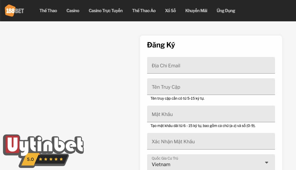 Hướng dẫn đăng ký 188bet chi tiết