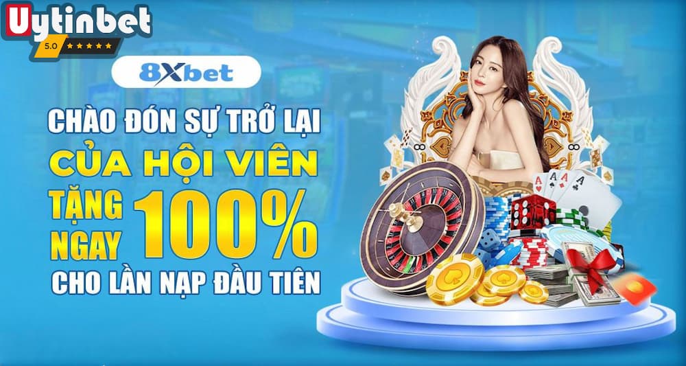 Tặng 100% tiền nạp lần đầu cho người chơi mới tại 8xbet