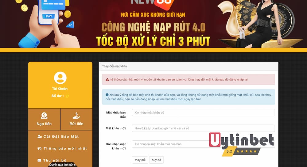 Gửi tiền New88 trực tiếp