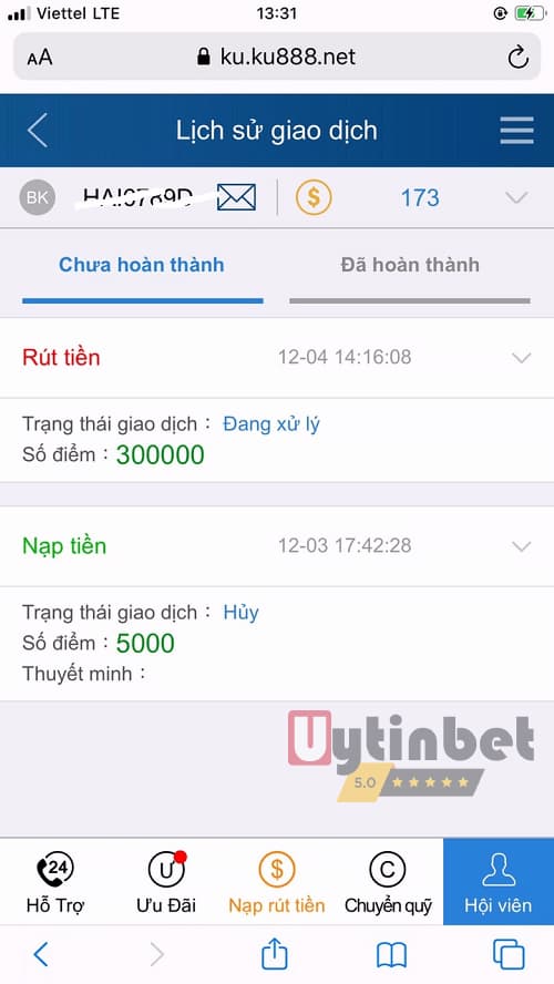 Một số lưu ý khi thực hiện rút tiền tại Kubet