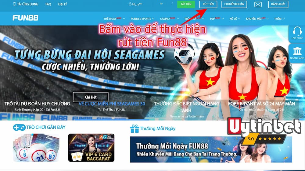 Rút tiền Fun88 siêu đơn giản