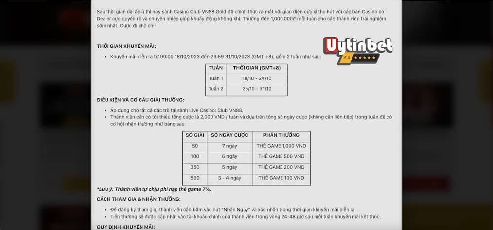 Điều khoản nhận khuyến mãi tại VN88 rõ ràng